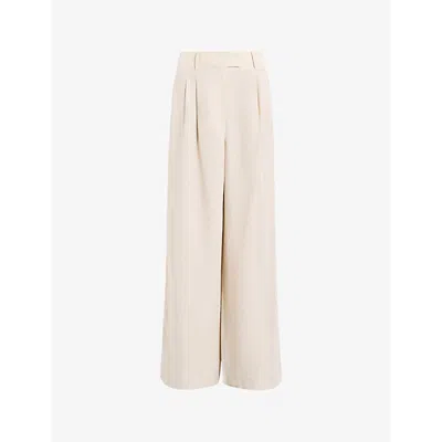 Allsaints Womens Cream White Deri Lyn Wide-leg Mid-rise Woven Trousers