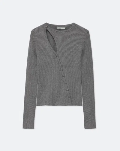 Allsaints Womens Cruz Asymmetric Knitted Top Grey Marl Xs In Gray