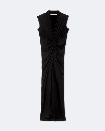 Allsaints Dariya Draped Neck Maxi Dress In Black