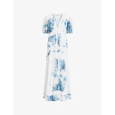ALLSAINTS DINAH FLORAL-PRINT RECYCLED-POLYESTER MAXI DRESS