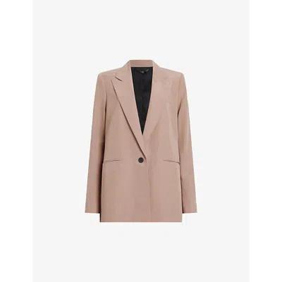 Allsaints Womens Doe Brown Deri Lyn Single-breasted Relaxed-fit Woven Blazer