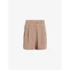 Allsaints Womens Doe Brown Deri Lyn Wide-leg Mid-rise Woven Shorts