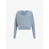 Allsaints Womens Dusty Blue Ridley Cropped Wool Jumper