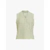 Allsaints Vivian Open Stitch V-neck Tank Top In Earth Green