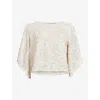 Allsaints Ivy Embellished Cropped Top In Ecru White