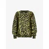 Allsaints Lex Leopard Print Crewneck Sweater In Electric Yello