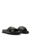 Allsaints Leather Ellie Stud Slides In Black
