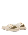 Allsaints Womens Parchment Whit Ellie Buckle-embellished Leather Sandals In Chalk White