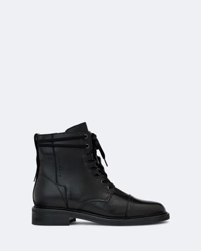 Allsaints Women's Elspeth D-ring Leather Military Boots In Black