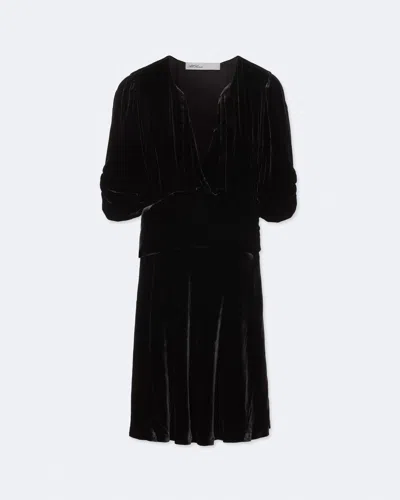 Allsaints Womens Ena V-neck Velvet Mini Dress Velvet Black