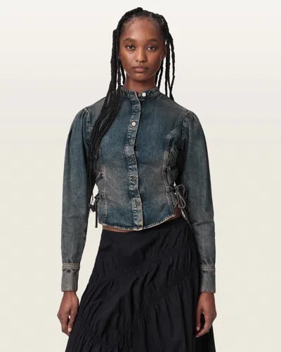 Allsaints Women's Evanna Denim Fitted Shirt In Blue
