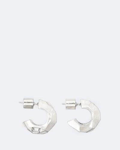 Allsaints Women's Faceted C Hoop Earrings In Warm Silver