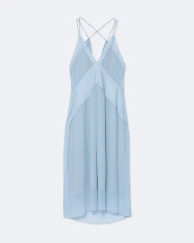 Allsaints Womens Fawn V-neck Woven Midi Slip Dress Baby Blue