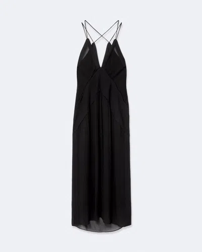 Allsaints Women's Fawn Viscose Midi Slip Dress In Black