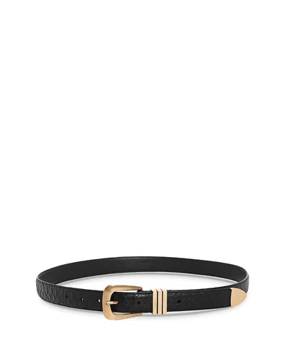 Allsaints Women's Feather Snake Embossed Leather Belt In Black