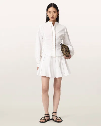Allsaints Women's Frances Flared Mini Skirt In White