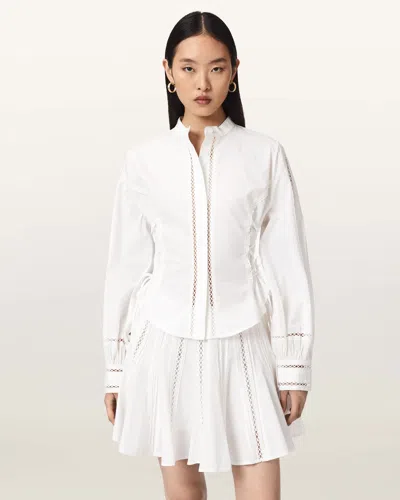 Allsaints Frances Long Sleeve Fitted Shirt In White