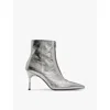 Allsaints Natasha Pointed Metallic Leather Boots In Gunmetal Grey