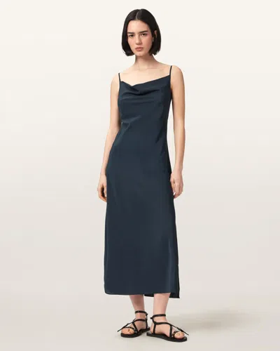 Allsaints Hadley Sleeveless Midi Dress In Blue