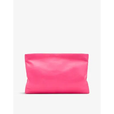 Allsaints Bettina Leather Clutch Bag In Hot Pink