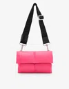Allsaints Ezra Logo Strap Leather Crossbody Bag In Hot Pink