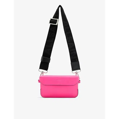 Allsaints Womens Hot Pink Zoe Stud-textured Leather Crossbody Bag
