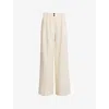 Allsaints Payton Wide-leg Linen-blend Pants In Ivory White
