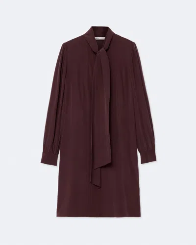 Allsaints Womens Jamie Tie-neck Silk Mini Dress Oxblood Red In Brown