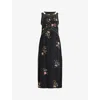 Allsaints Jessie Tanana Floral Print Maxi Dress In Jet Black