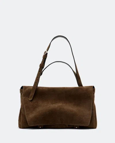 Allsaints Women's Joan Medium Suede Satchel In Green