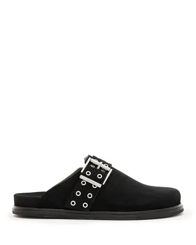Allsaints Women's Juno Buckled Grommet Mule Clogs In Black