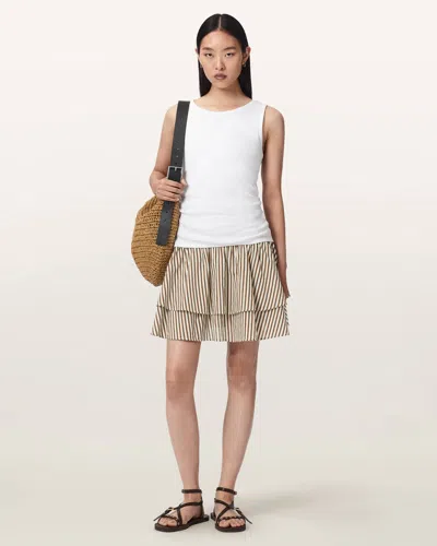 Allsaints Kali Cotton Striped Mini Skirt In Multi