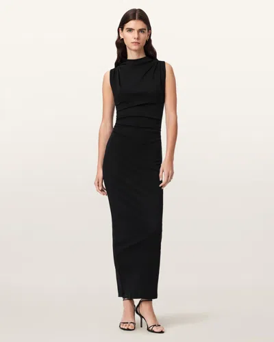 Allsaints Women's Katarina Cowl Neck Maxi Dress In Black