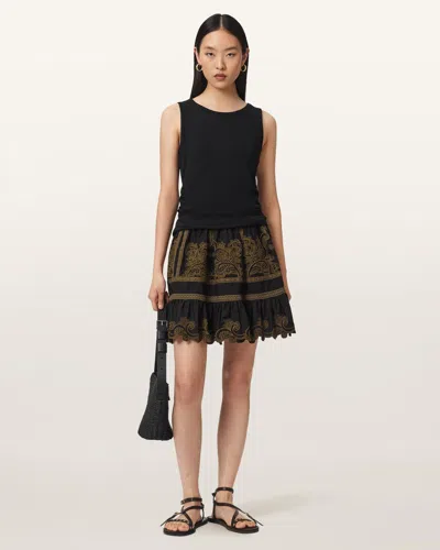 Allsaints Women's Katya Embroidered Mini Skirt In Multi