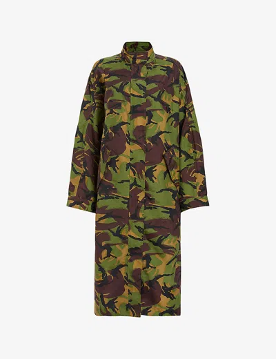 Allsaints Daneya Camouflage Parka Jacket In Khaki Green