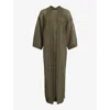 Allsaints Womens Khaki Green Misha Long-sleeve Relaxed-fit Knitted Kimono
