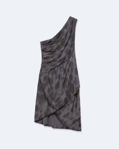 Allsaints Women's Laima One-shoulder Printed Mini Dress In Gray