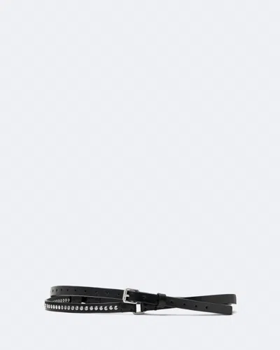 Allsaints Women's Laura Double-wrap Studded Leather Belt In Black