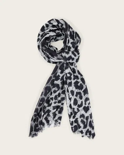 Allsaints Women's Leia Leopard Print Cotton Scarf In Black