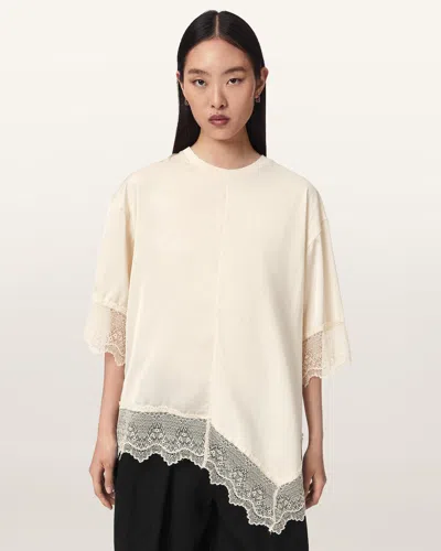 Allsaints Lenny Short Sleeve Lace T-shirt In Neutral