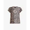 Allsaints Womens Leopard Brown Tiepo Anna Leopard Print Organic-cotton T-shirt In Leopard Brown