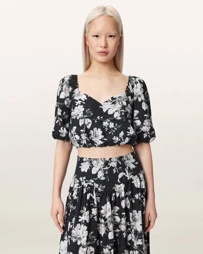 Allsaints Women's Levy Floral Cropped Top In Black