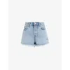 Allsaints Heidi High Rise Distressed Denim Shorts In Light Indigo