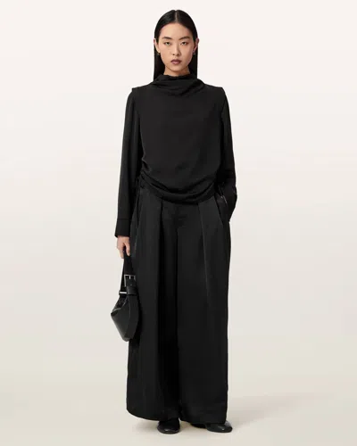 Allsaints Lola Cocoon Legged Pleated Pants In Black