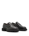 Allsaints Lola Wf0052z Penny Loafers Women 9 Black Leather Slip On Shoes Zpo1085 In Black