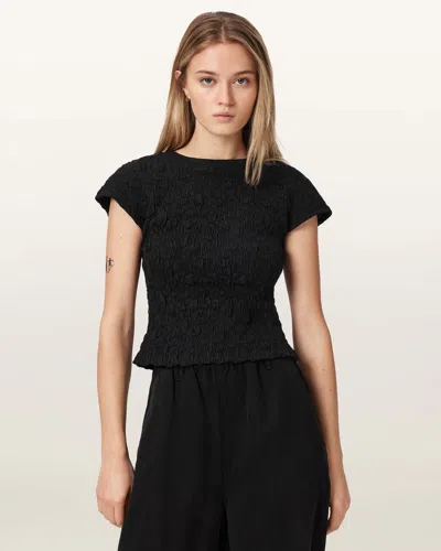 Allsaints Women's Luna Crinkle Cotton Slim Fit T-shirt In Black