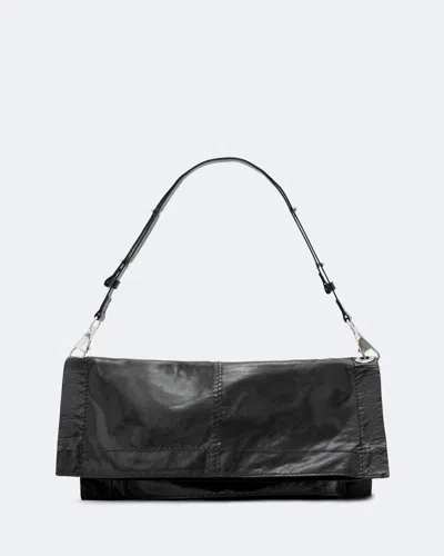 Allsaints Women's Lutece Fold Leather Shoulder Bag In Black