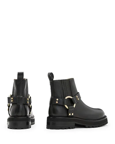 Allsaints Women's Maddie Biker Boots In Black/warm Brass