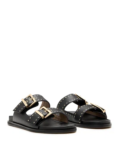Allsaints Magda Studded Leather Sandals In Black
