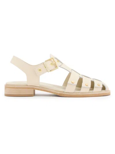 Allsaints Nelly Studded Leather Sandals In Parchment White